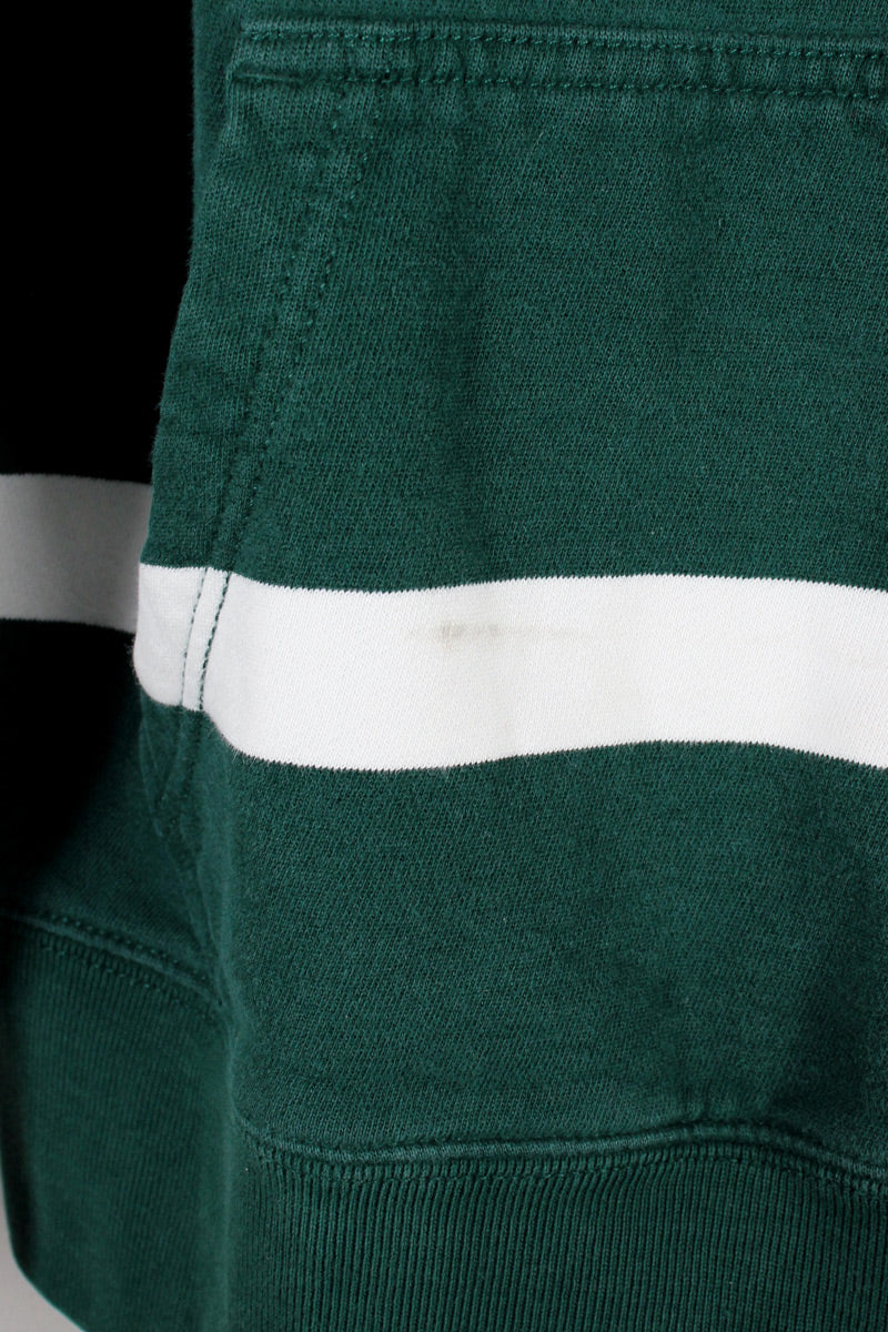 90'S HOODIE BORDER SWEATSHIRT / WHITE / GREEN [SIZE: M USED]