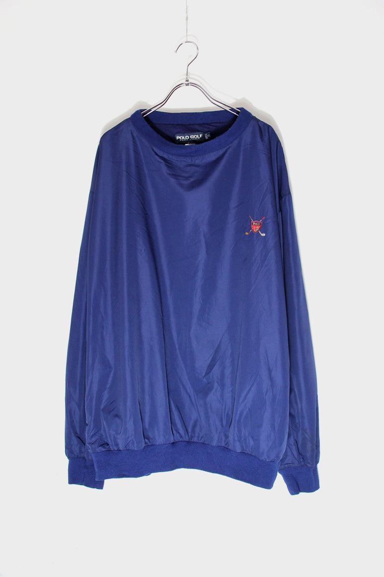 90'S PULLOVER NYLON JACKET / NAVY [SIZE: XL USED]