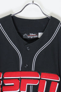 90'S S/S ESPN BASEBALL GAME SHIRT / BLACK/RED [SIZE: L USED]