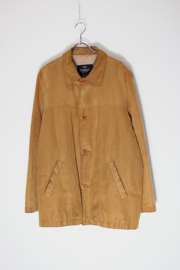 MADE IN SPAIN 90'S VEGAN LEATHER JACKET / BEIGE [SIZE: M equivalent USED]