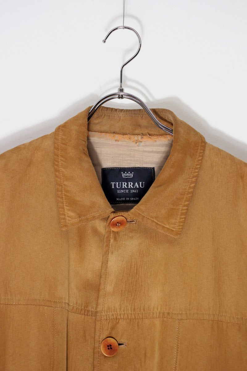 MADE IN SPAIN 90'S VEGAN LEATHER JACKET / BEIGE [SIZE: M equivalent USED]