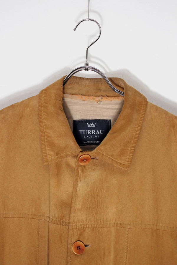 MADE IN SPAIN 90'S VEGAN LEATHER JACKET / BEIGE [SIZE: M equivalent USED]
