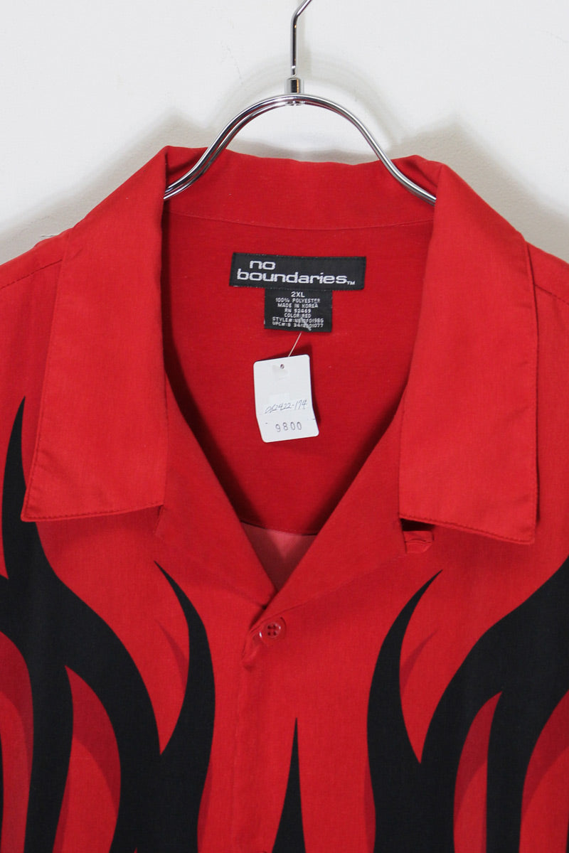 S/S OPEN COLLAR FRAME PATTERN SHIRT / RED/BLACK [SIZE: 2XL USED]