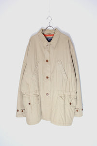 90'S COTTON FILED PUFF JACKET / BEIGE [SIZE: L USED]