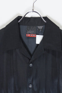 S/S OPEN COLLAR FRAME PATTERN SHIRT / BLACK/RED [SIZE: L USED]