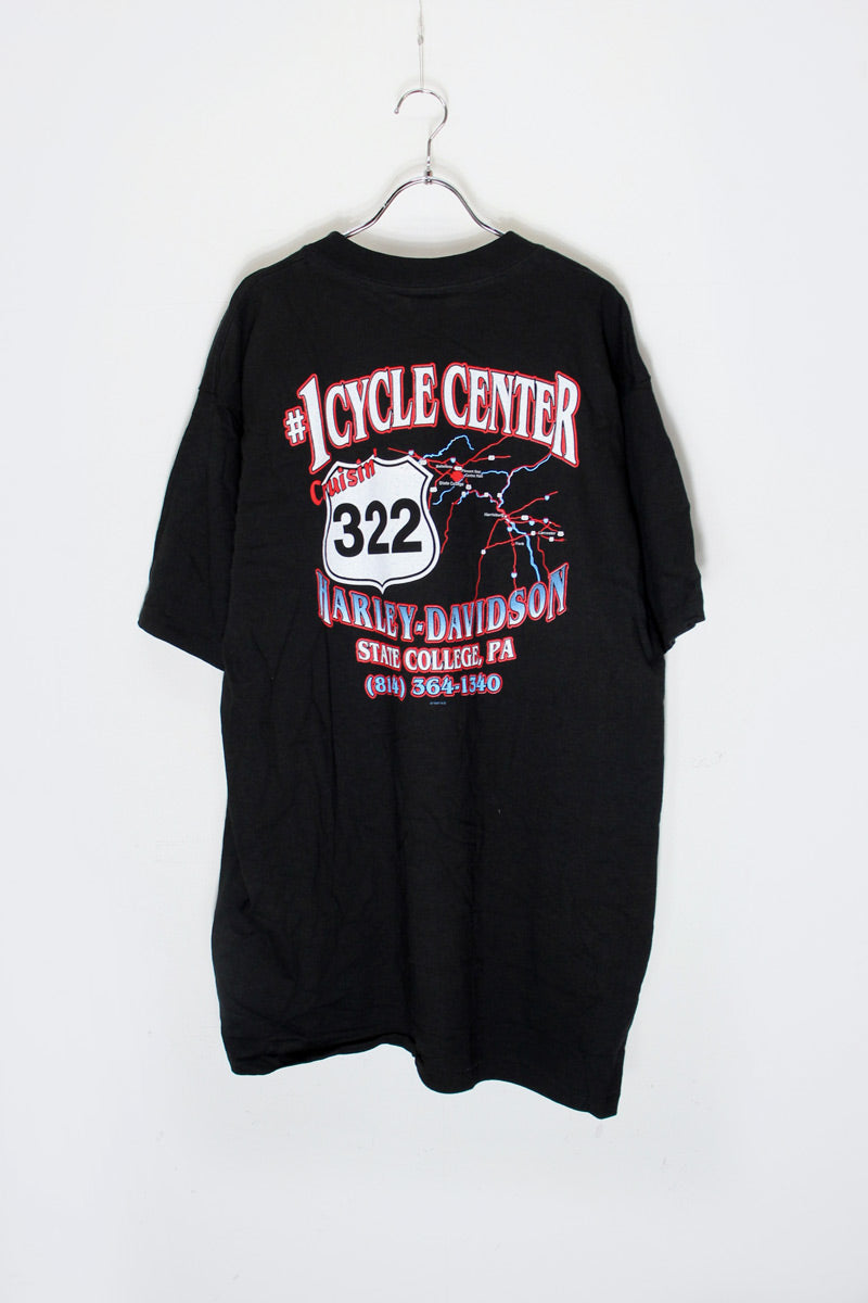 MADE IN USA 97'S S/S #1CYCLR CENTER BACK PRINT T-SHIRT / BLACK [SIZE: XL DEADSTOCK/NOS]