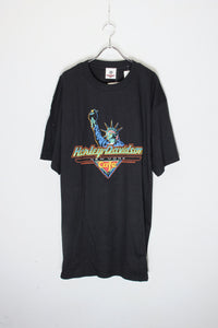 MADE IN USA 90'S S/S NEW YORK CAFÉ PRINT T-SHIRT / BLACK [SIZE: XL DEADSTOCK/NOS]