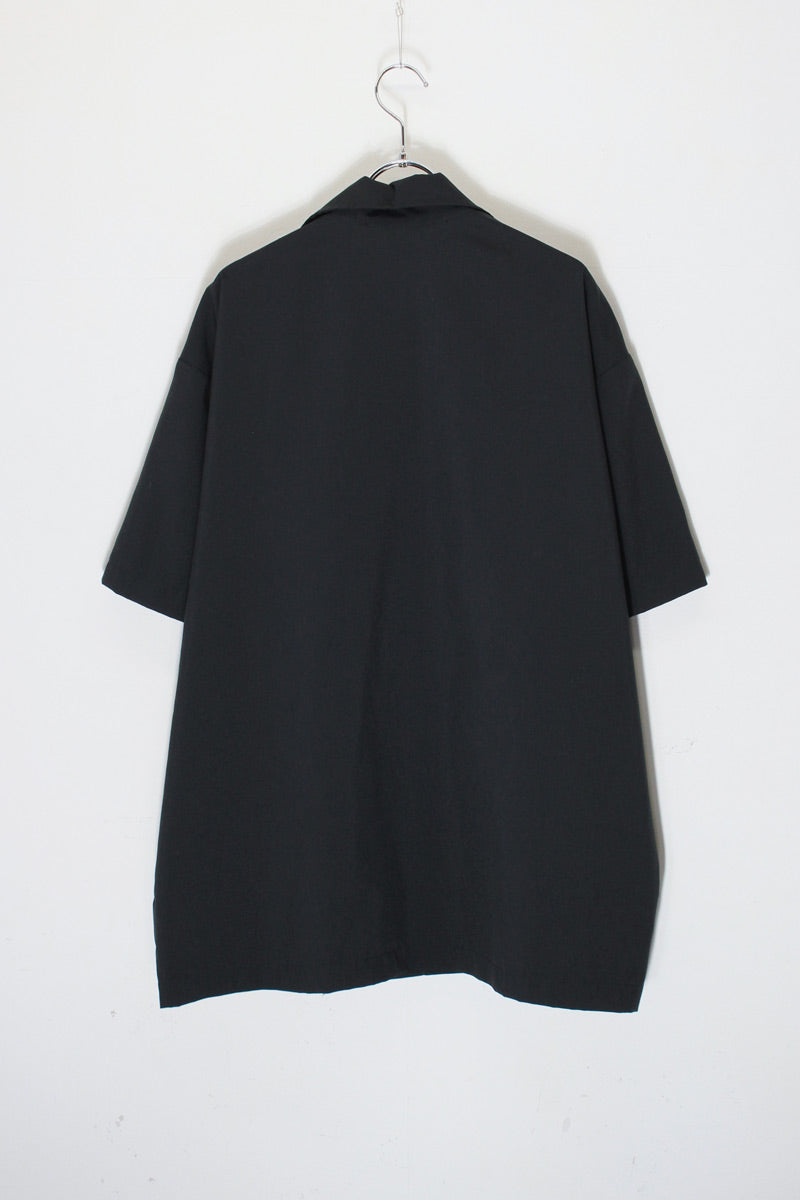 MADE IN USA 90'S S/S OPEN COLLAR LINE CUBA SHIRT / BLACK/RED [SIZE: L USED]
