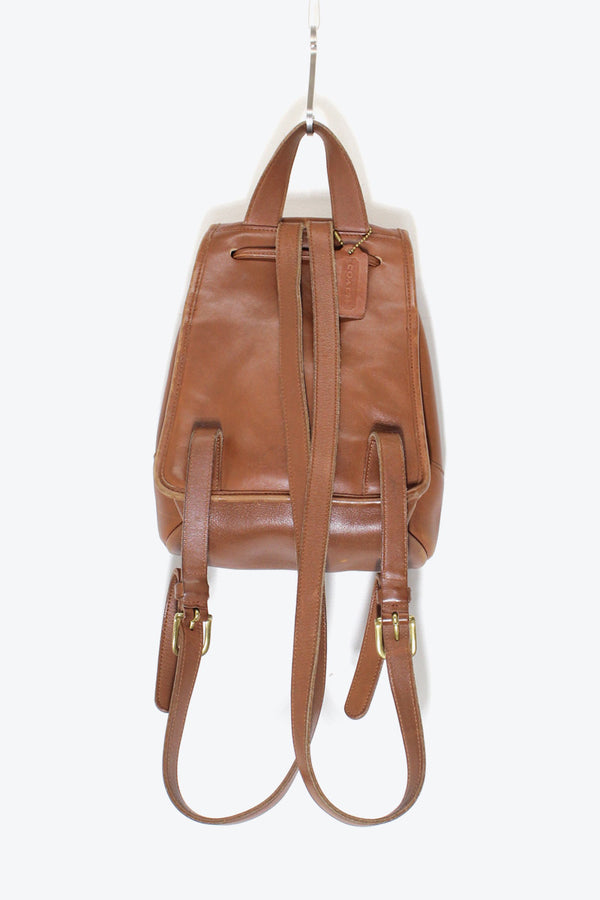 MADE IN USA 80'S LEATHER SMALL BACK PACK / TAN [ SIZE: ONE SIZE USED ]