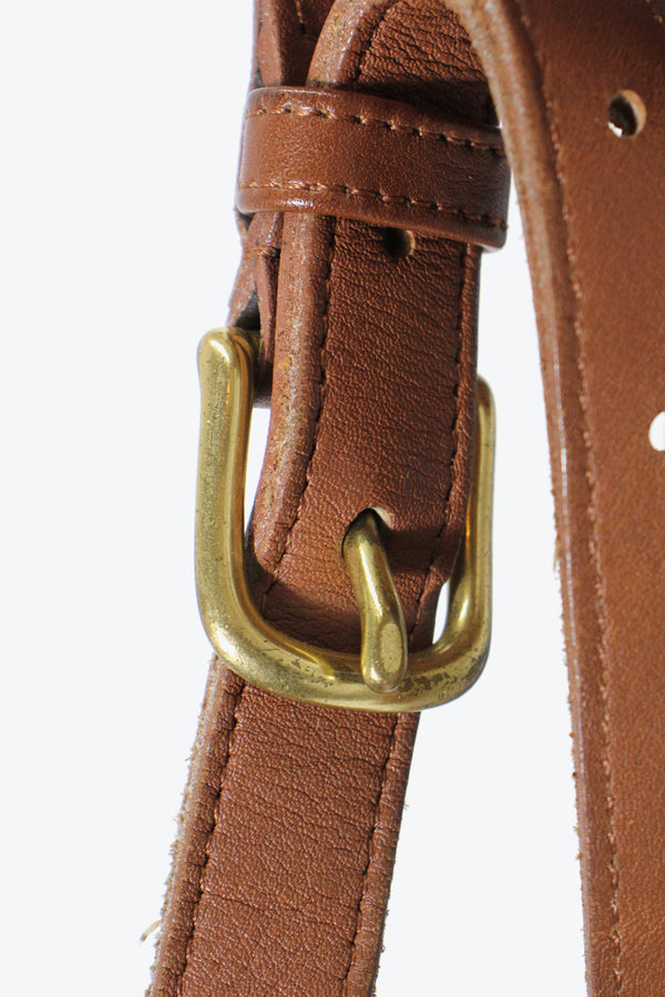 MADE IN USA 80'S LEATHER SMALL BACK PACK / TAN [ SIZE: ONE SIZE USED ]
