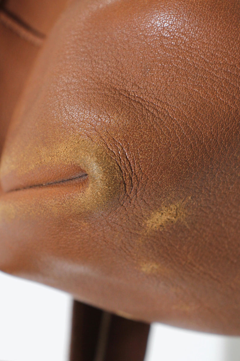 MADE IN USA 80'S LEATHER SMALL BACK PACK / TAN [ SIZE: ONE SIZE USED ]