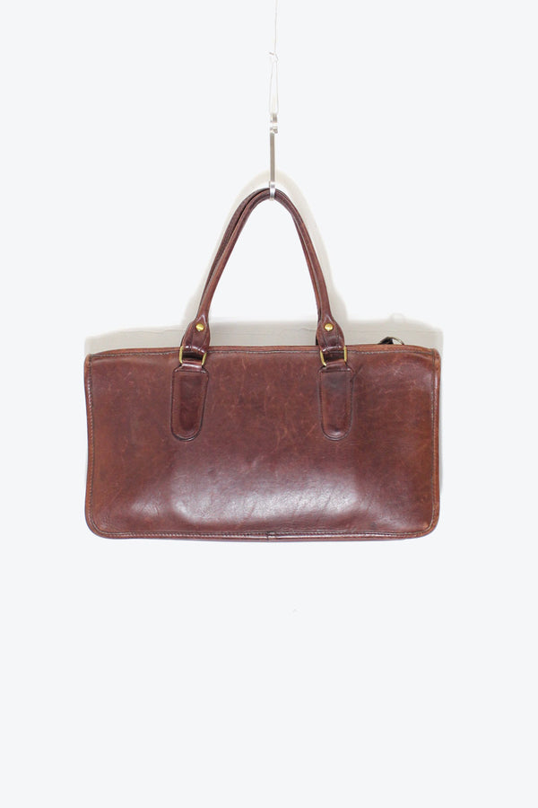 MADE IN USA 80'S LEATHER SMALL HAND BAG / BROWN [SIZE: ONE SIZE USED]