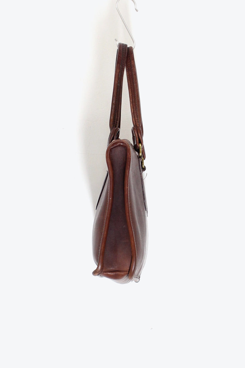 MADE IN USA 80'S LEATHER SMALL HAND BAG / BROWN [SIZE: ONE SIZE USED]