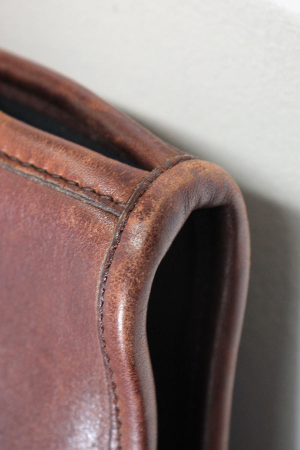 MADE IN USA 80'S LEATHER SMALL HAND BAG / BROWN [SIZE: ONE SIZE USED]