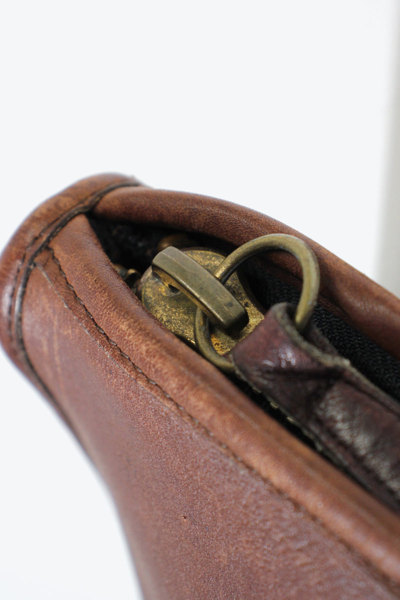 MADE IN USA 80'S LEATHER SMALL HAND BAG / BROWN [SIZE: ONE SIZE USED]
