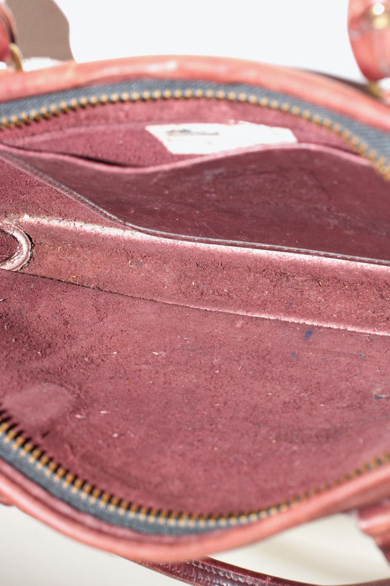 MADE IN USA 80'S LEATHER SMALL HAND BAG / BROWN [SIZE: ONE SIZE USED]