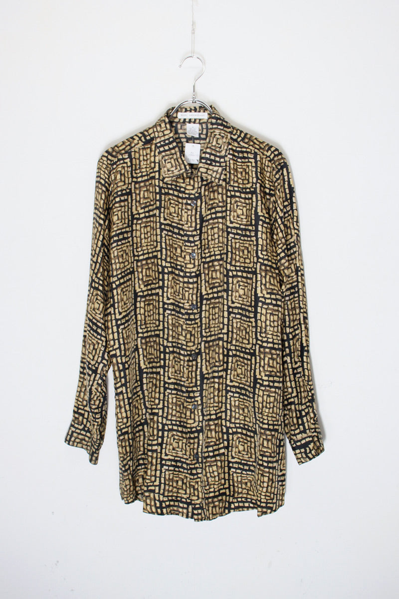 90'S L/S PATTERN SILK SHIRT / PATTERN [SIZE: M USED]