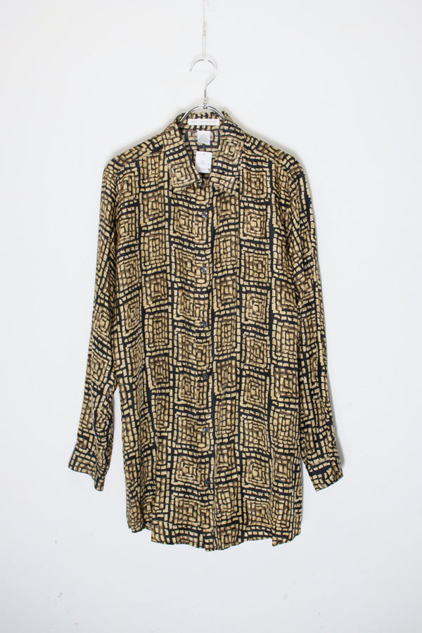 90'S L/S PATTERN SILK SHIRT / PATTERN [SIZE: M USED]