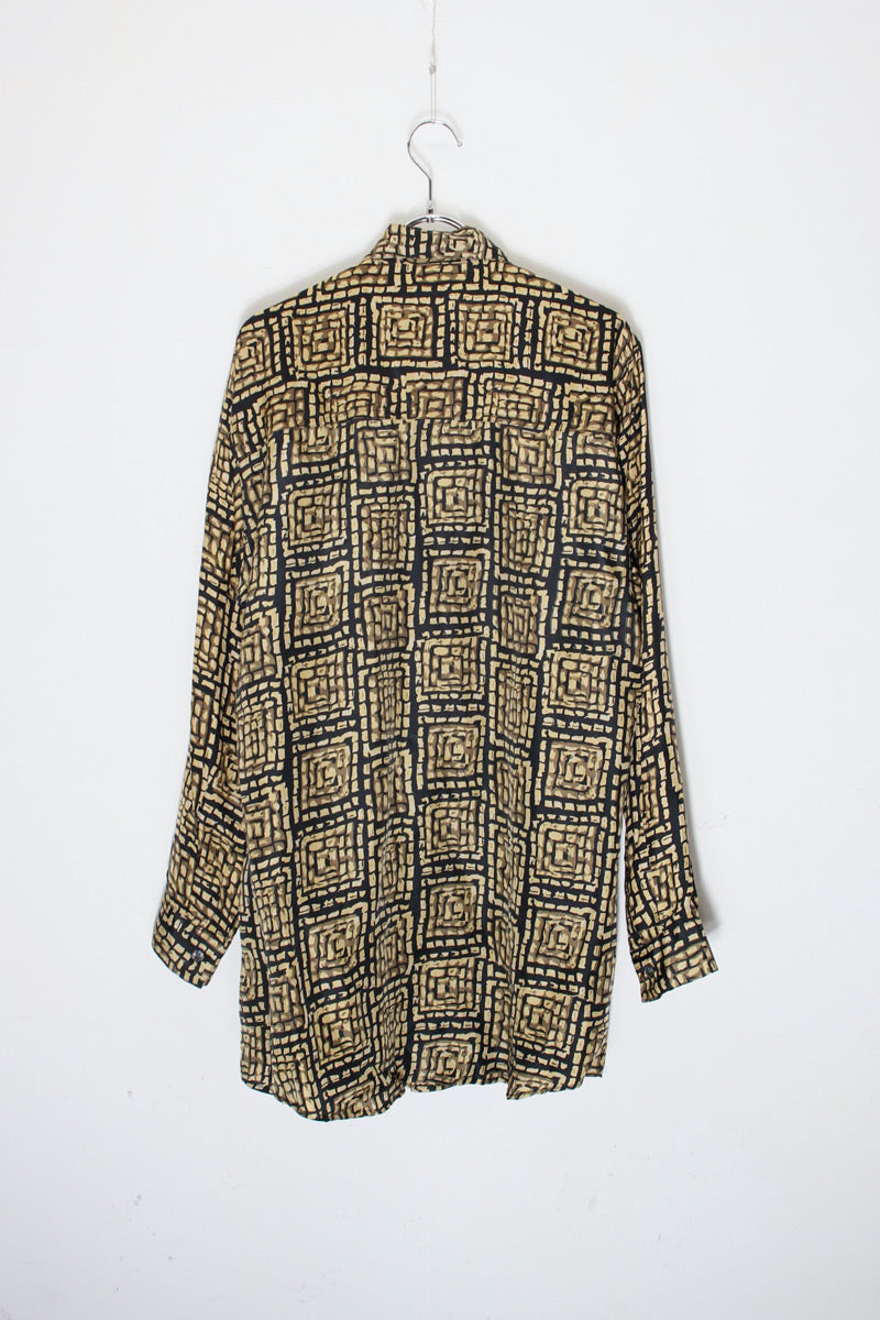 90'S L/S PATTERN SILK SHIRT / PATTERN [SIZE: M USED]