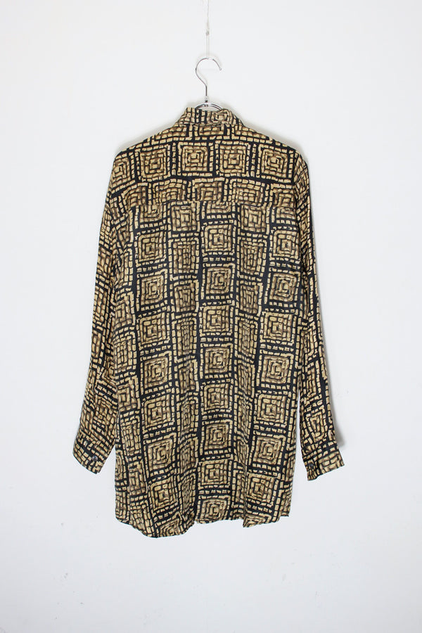 90'S L/S PATTERN SILK SHIRT / PATTERN [SIZE: M USED]