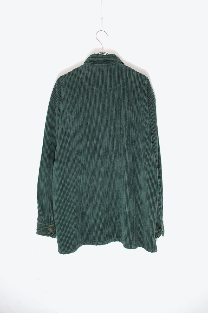 90'S CORDUROY ZIP SHIRT JACKET / FOREST GREEN [SIZE: L USED]