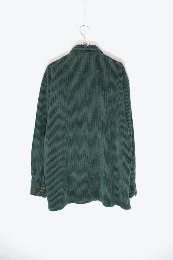 90'S CORDUROY ZIP SHIRT JACKET / FOREST GREEN [SIZE: L USED]