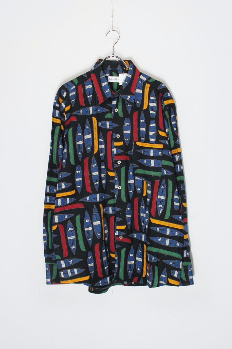 L/S BOARD PATTERN SHIRT / NAVY/RED [SIZE: L USED]