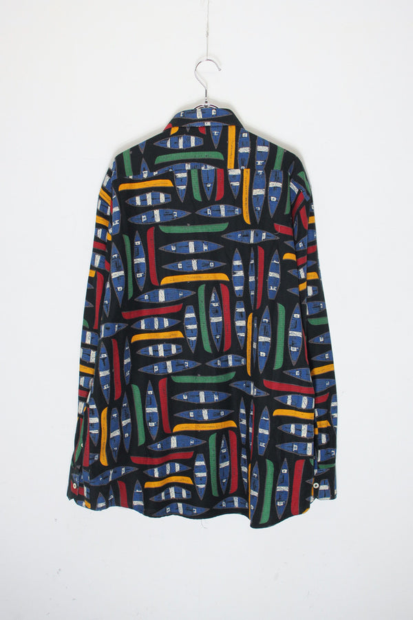 L/S BOARD PATTERN SHIRT / NAVY/RED [SIZE: L USED]
