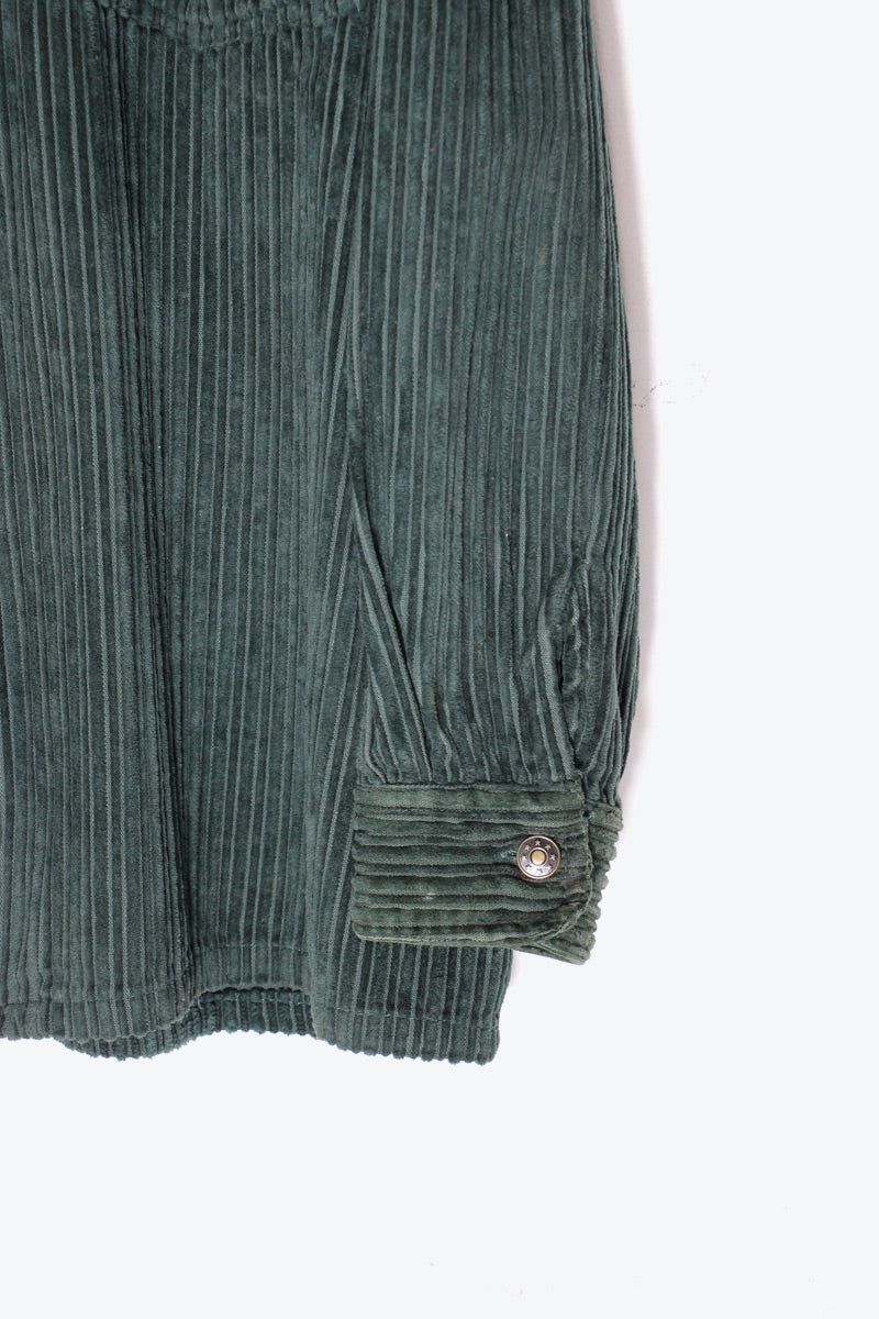 90'S CORDUROY ZIP SHIRT JACKET / FOREST GREEN [SIZE: L USED]