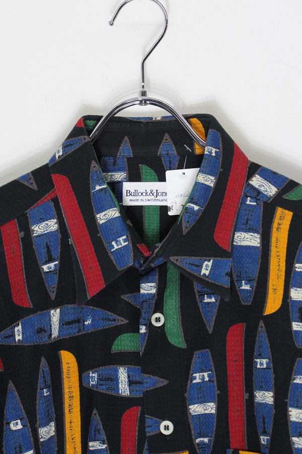 L/S BOARD PATTERN SHIRT / NAVY/RED [SIZE: L USED]