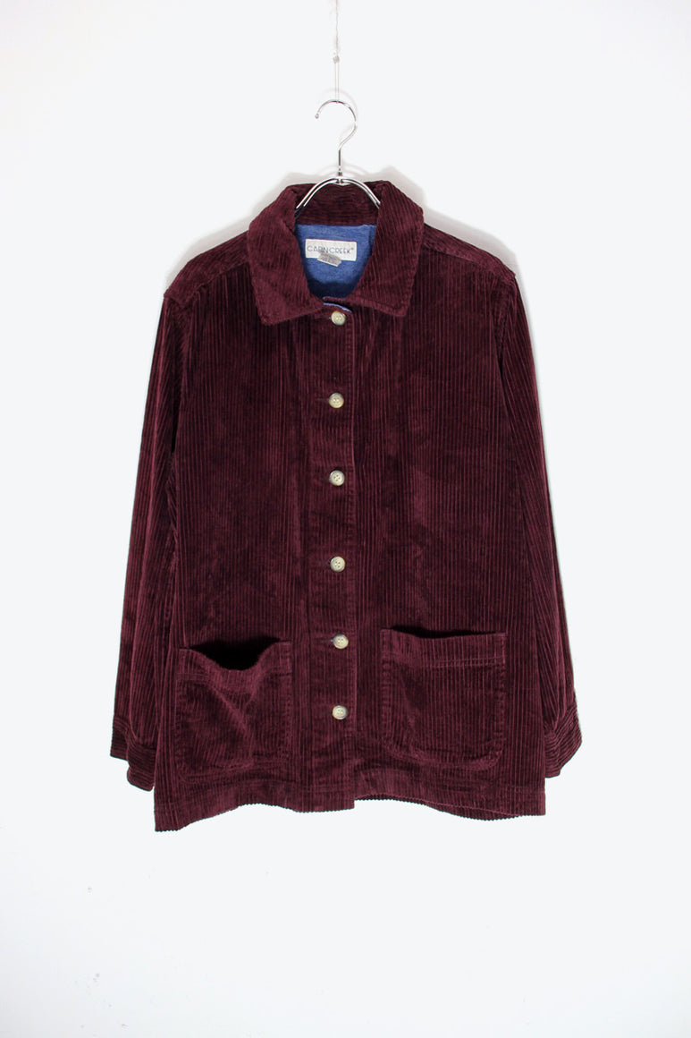 90'S CORDUROY BUTTON JACKET / DARK PURPLE [SIZE: M USED]