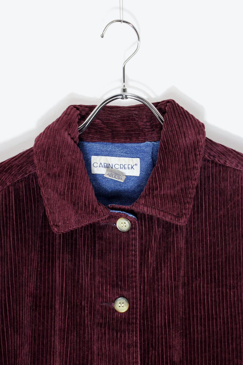 90'S CORDUROY BUTTON JACKET / DARK PURPLE [SIZE: M USED]