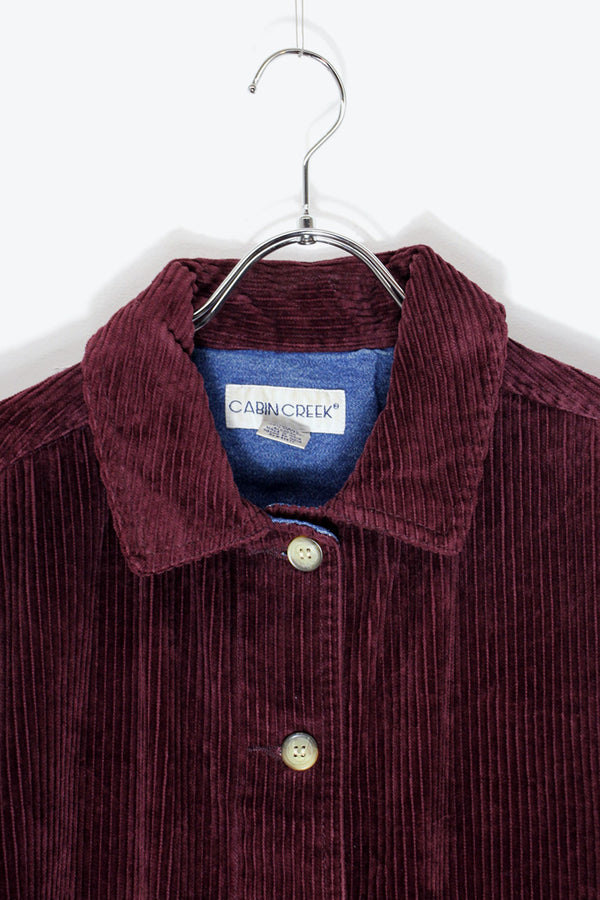 90'S CORDUROY BUTTON JACKET / DARK PURPLE [SIZE: M USED]