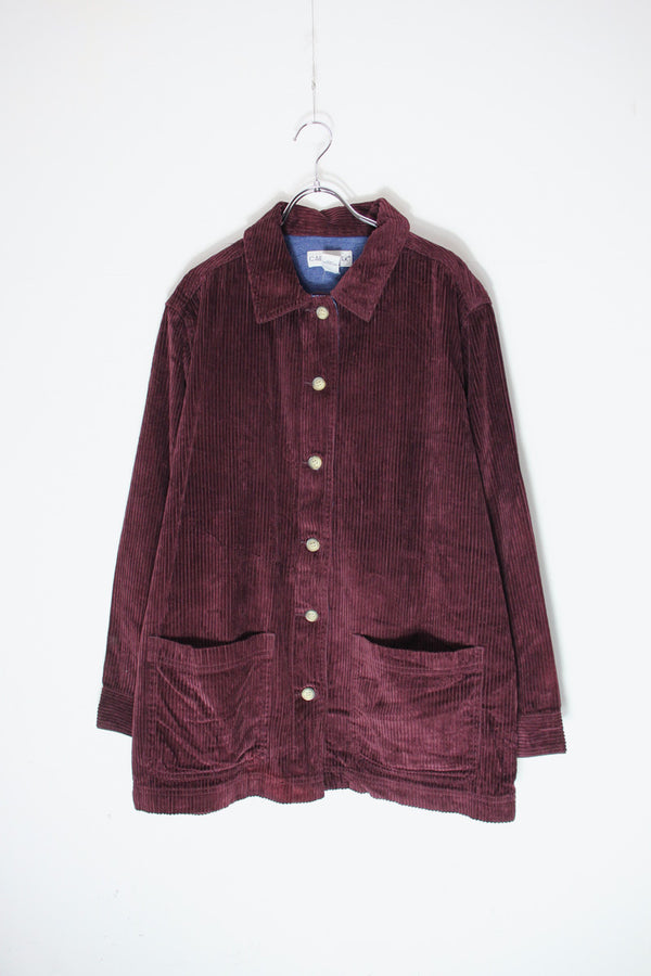 90'S CORDUROY BUTTON JACKET / DARK PURPLE [SIZE: L USED]