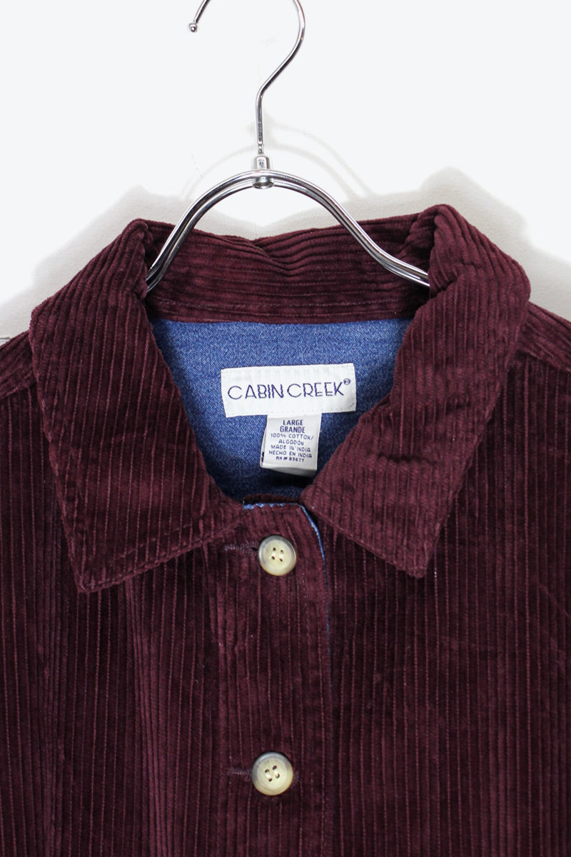 90'S CORDUROY BUTTON JACKET / DARK PURPLE [SIZE: L USED]