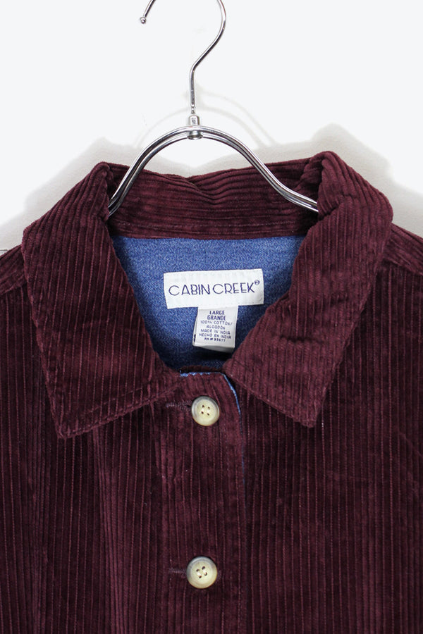 90'S CORDUROY BUTTON JACKET / DARK PURPLE [SIZE: L USED]