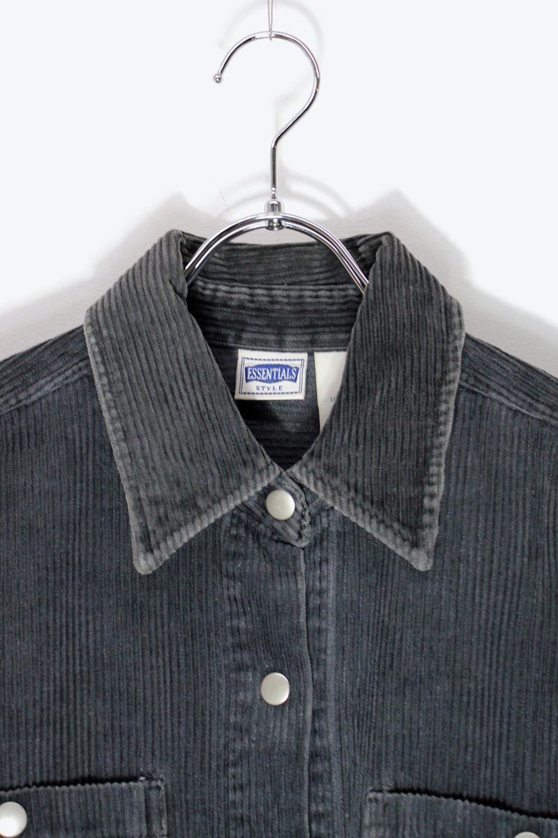90'S CORDUROY SHIRT JACKET / FADED BLACK [SIZE: M USED]