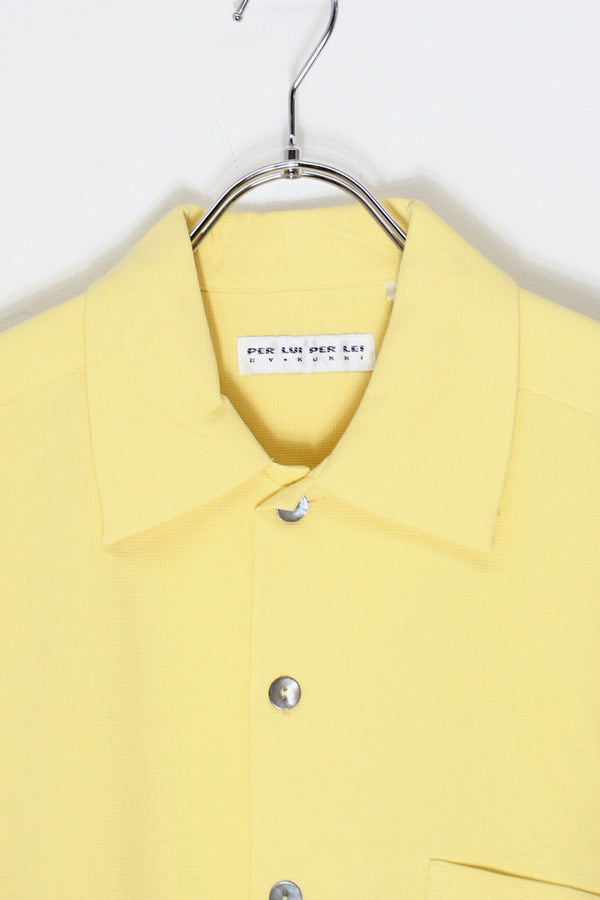 90'S S/S SILK SHIRT / LEMON [DEADSTOCK/NOS]