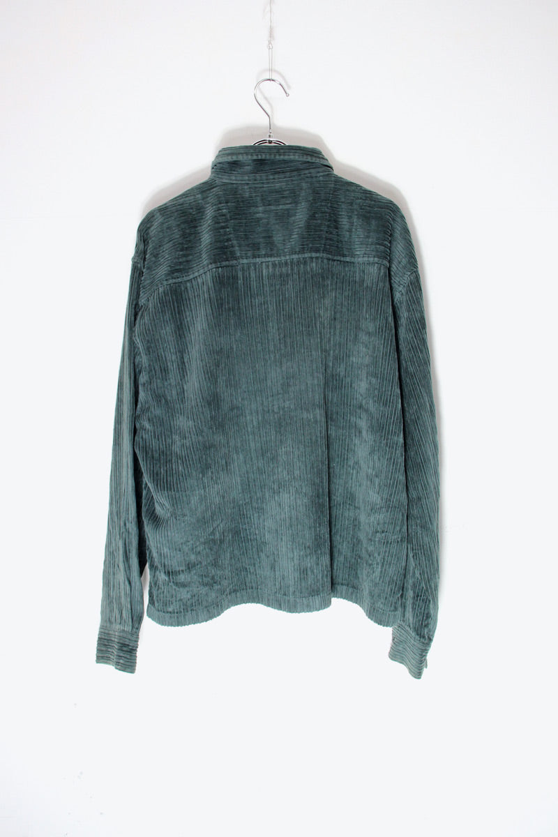 90'S CORDUROY ZIP SHIRT JACKET / DARK GREEN [SIZE: M Equivalent USED]