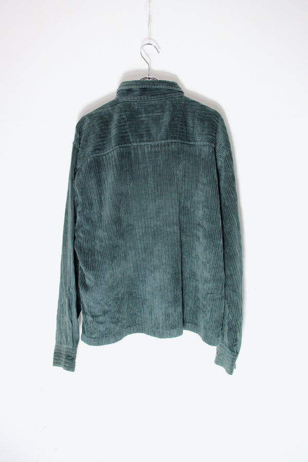 90'S CORDUROY ZIP SHIRT JACKET / DARK GREEN [SIZE: M Equivalent USED]