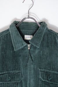 90'S CORDUROY ZIP SHIRT JACKET / DARK GREEN [SIZE: M相当 USED]