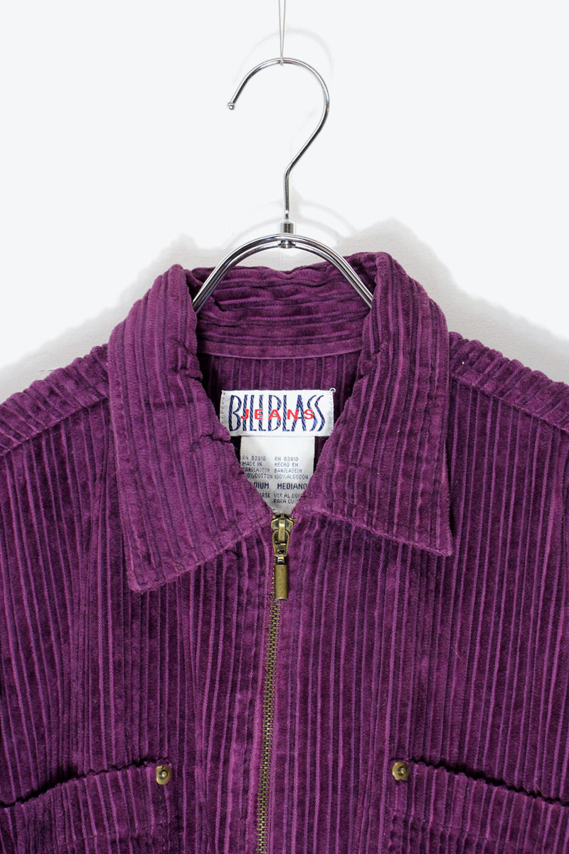90'S CORDUROY ZIP SHIRT JACKET / PURPLE [SIZE: M USED]