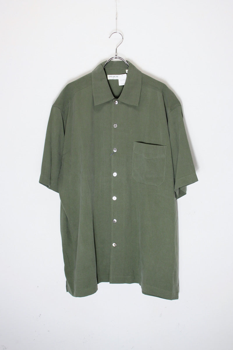90'S S/S SILK SHIRT / OLIVE [SIZE:L DEADSTOCK/NOS]