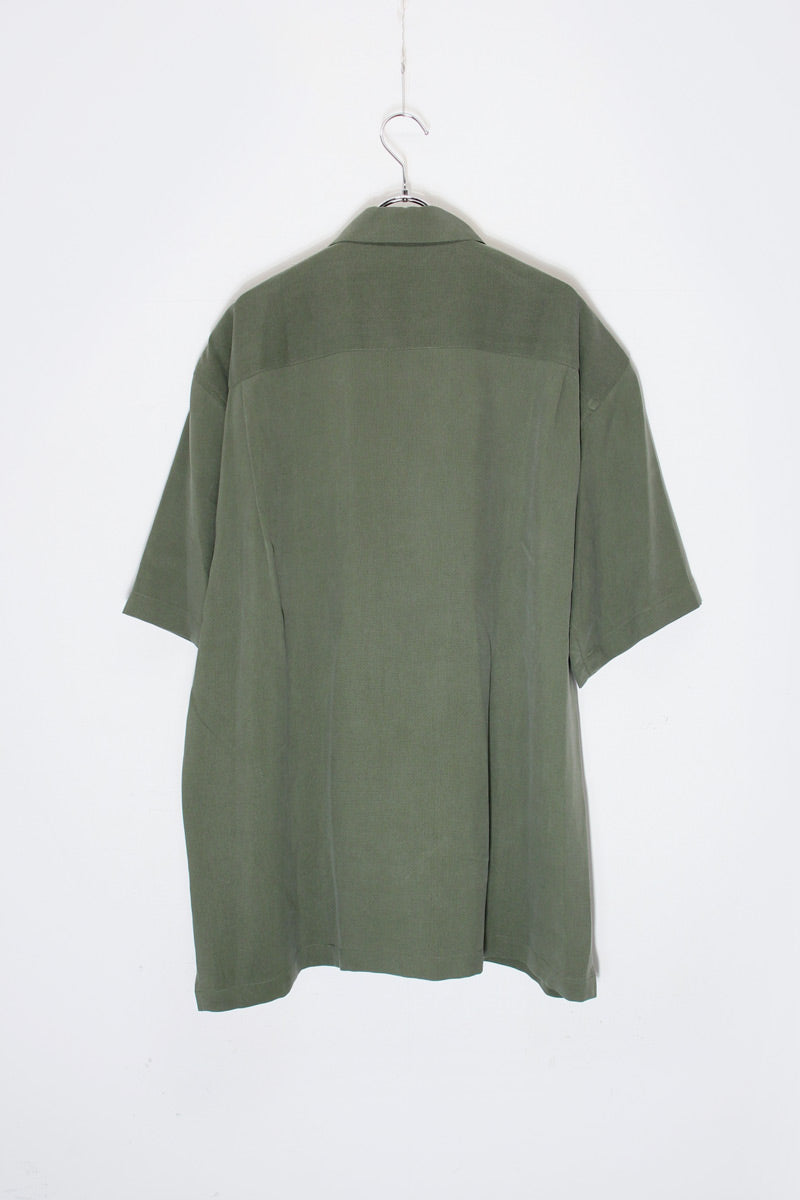 90'S S/S SILK SHIRT / OLIVE [SIZE:L DEADSTOCK/NOS]