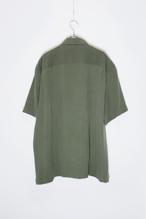 90'S S/S SILK SHIRT / OLIVE [SIZE:L DEADSTOCK/NOS]