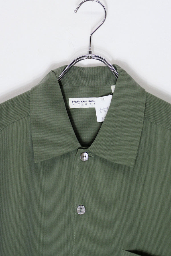90'S S/S SILK SHIRT / OLIVE [SIZE:L DEADSTOCK/NOS]
