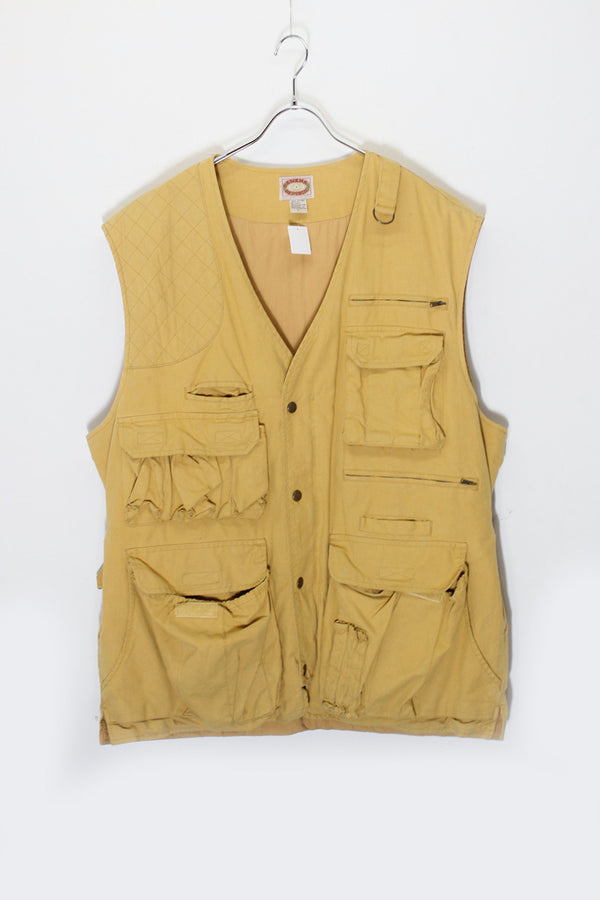 90'S HUNTING COTTON VEST / CAMEL [SIZE: L USED]