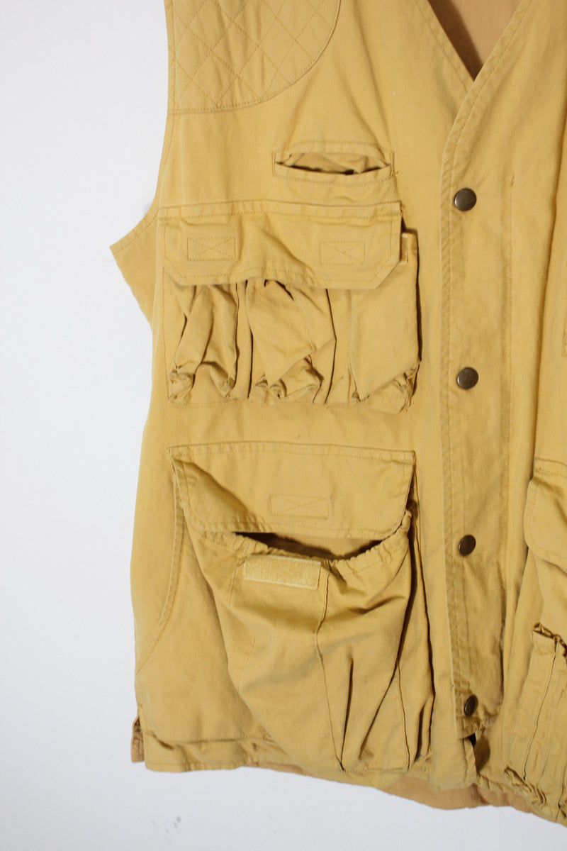 90'S HUNTING COTTON VEST / CAMEL [SIZE: L USED]