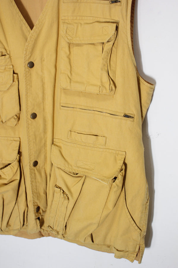 90'S HUNTING COTTON VEST / CAMEL [SIZE: L USED]
