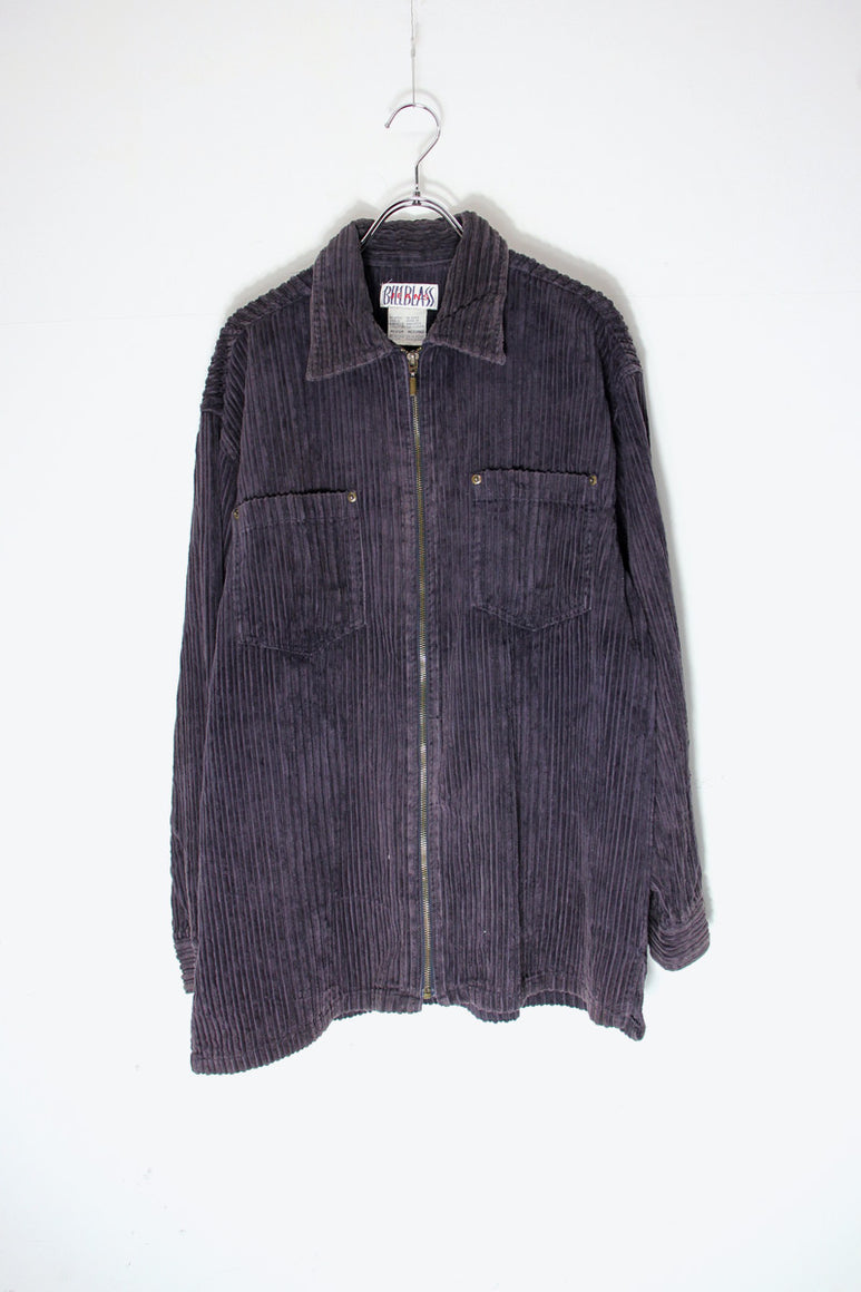 90'S CORDUROY ZIP SHIRT JACKET / DARK PURPLE [SIZE: M USED]